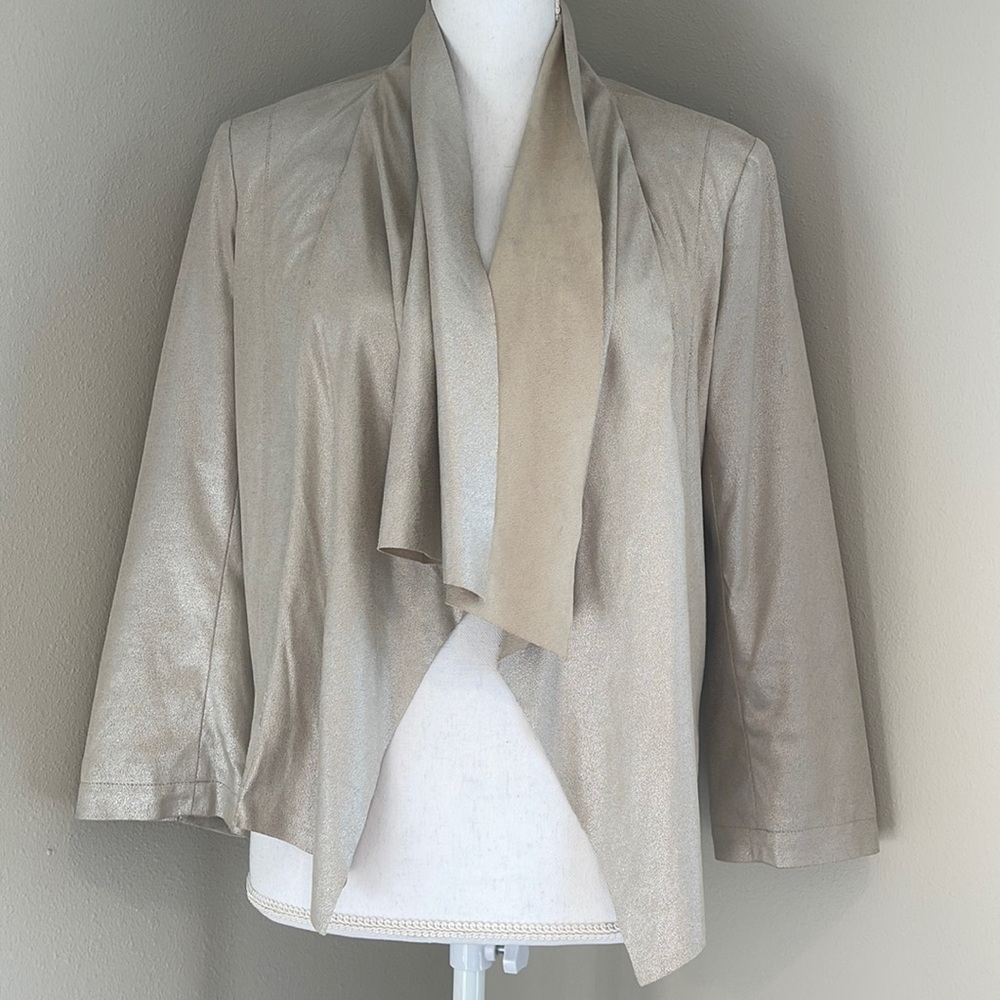 The Limited | Metallic Faux Suede Front Drape Blazer | Large